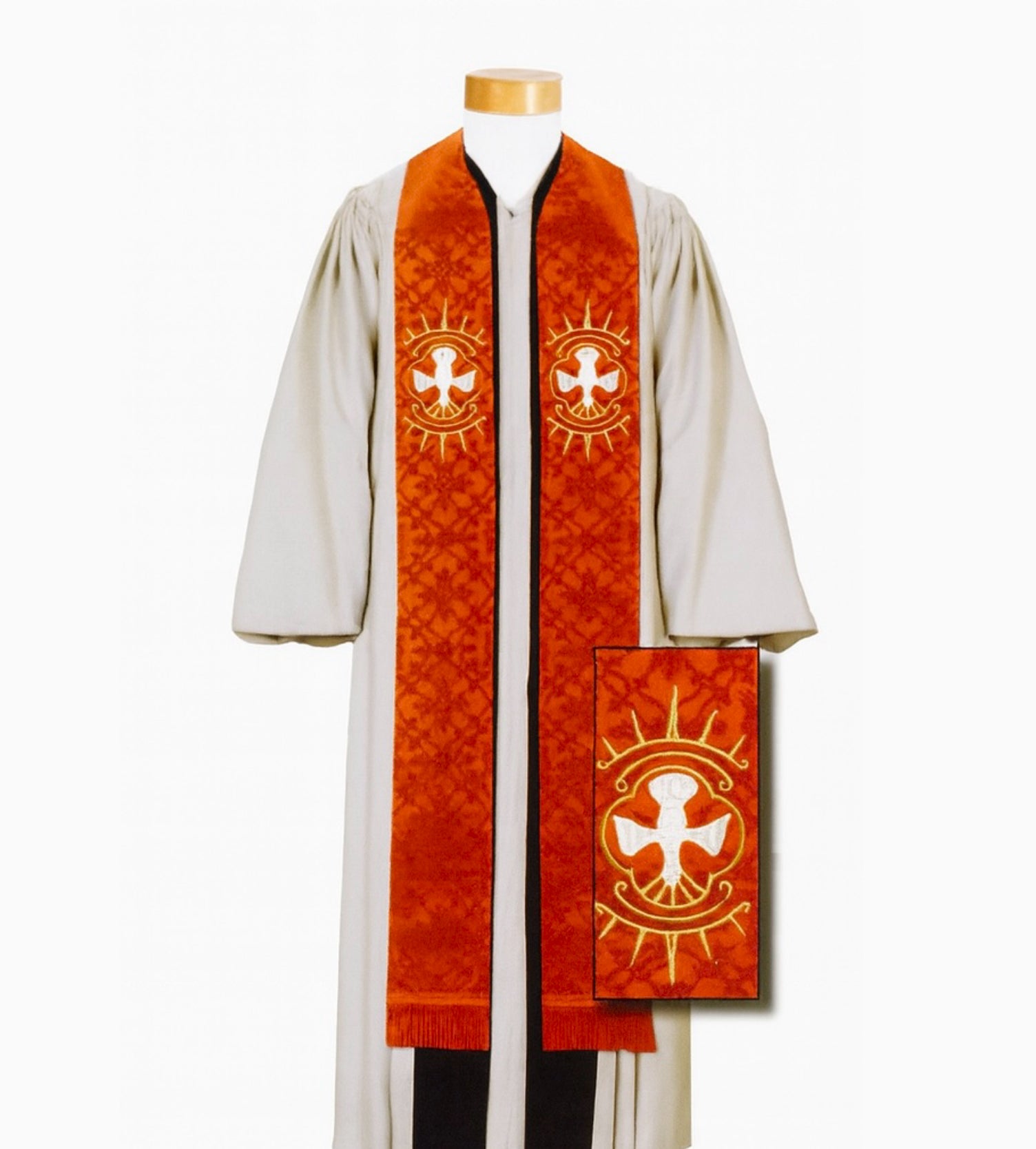 N8005ATR Red stole with embroidery