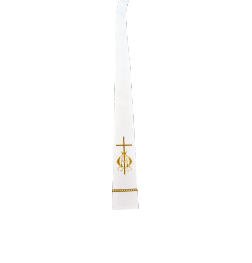 White stole with gold cross design on a white background
