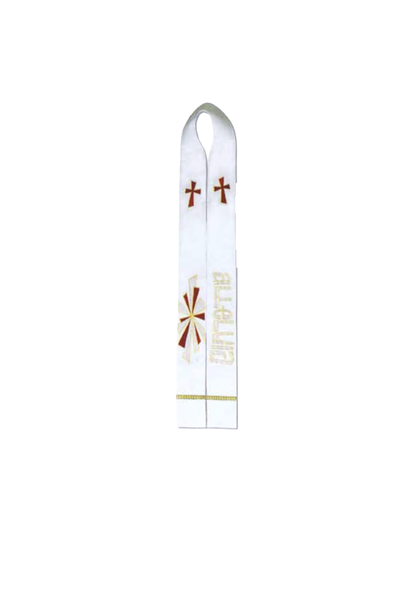 N2394 Alleluia Stole – White Cathedral & Ivory/Gold Lurex