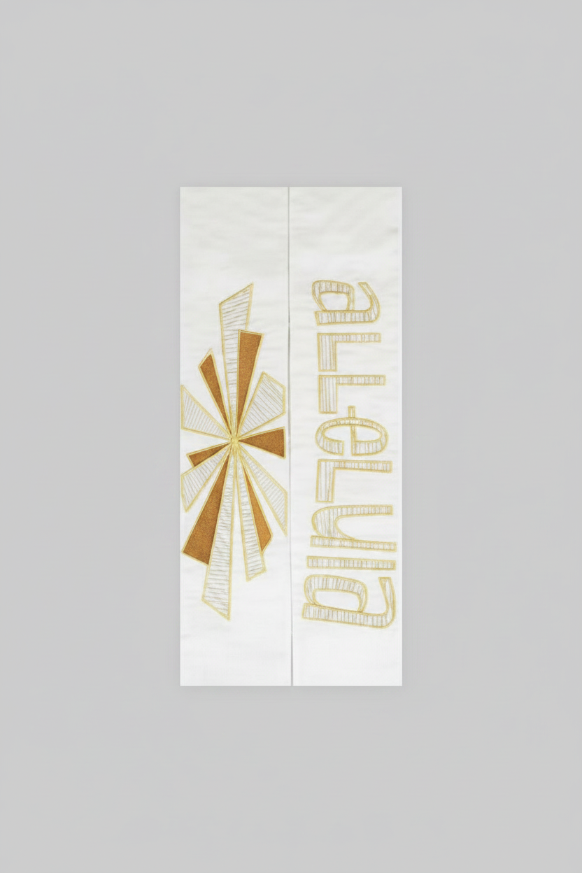 N2394 Alleluia Stole – White Cathedral & Ivory/Gold Lurex