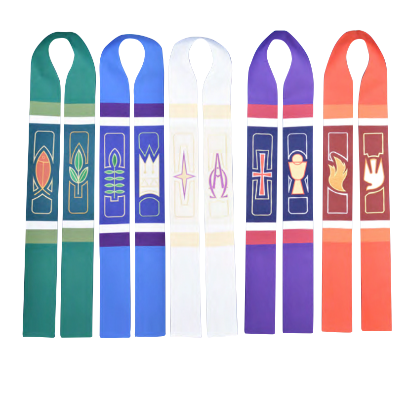 Set of colorful bookmarks with various designs on a white background