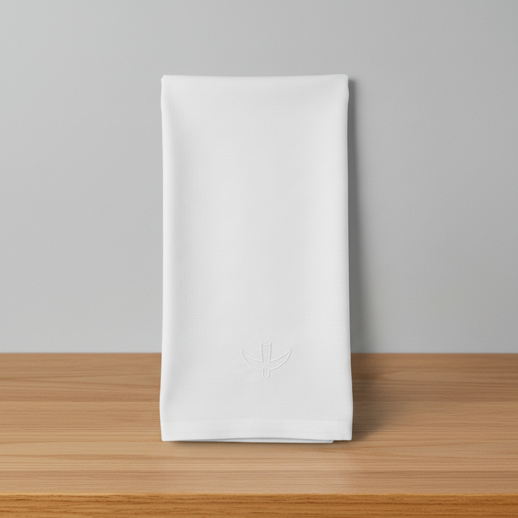 White cloth on a wooden surface