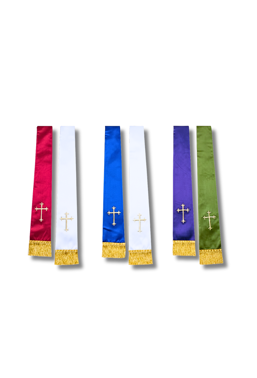 Reversible Embroidered Satin Stoles – Latin Cross
