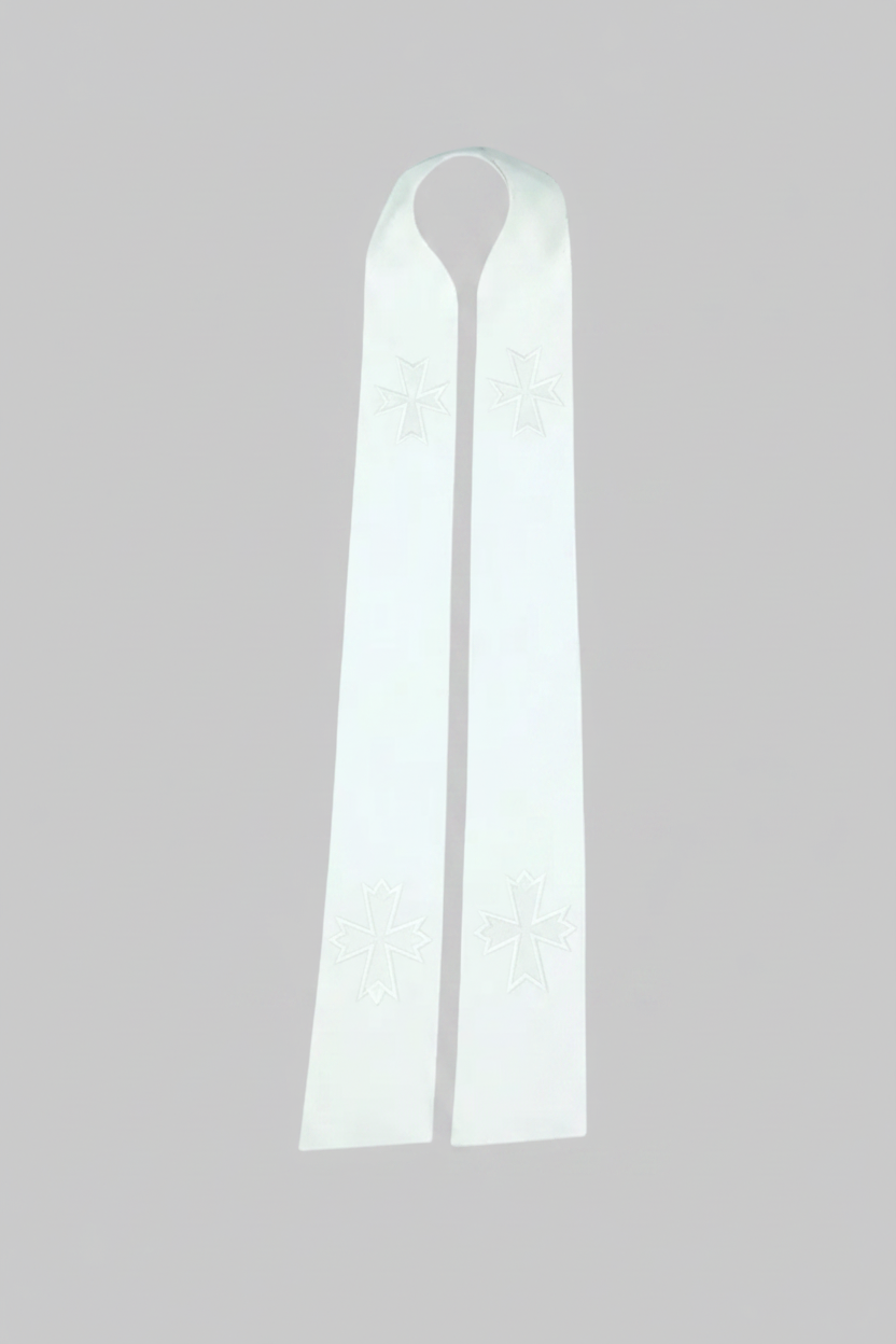 White long-sleeve shirt on a white background with 4 cross