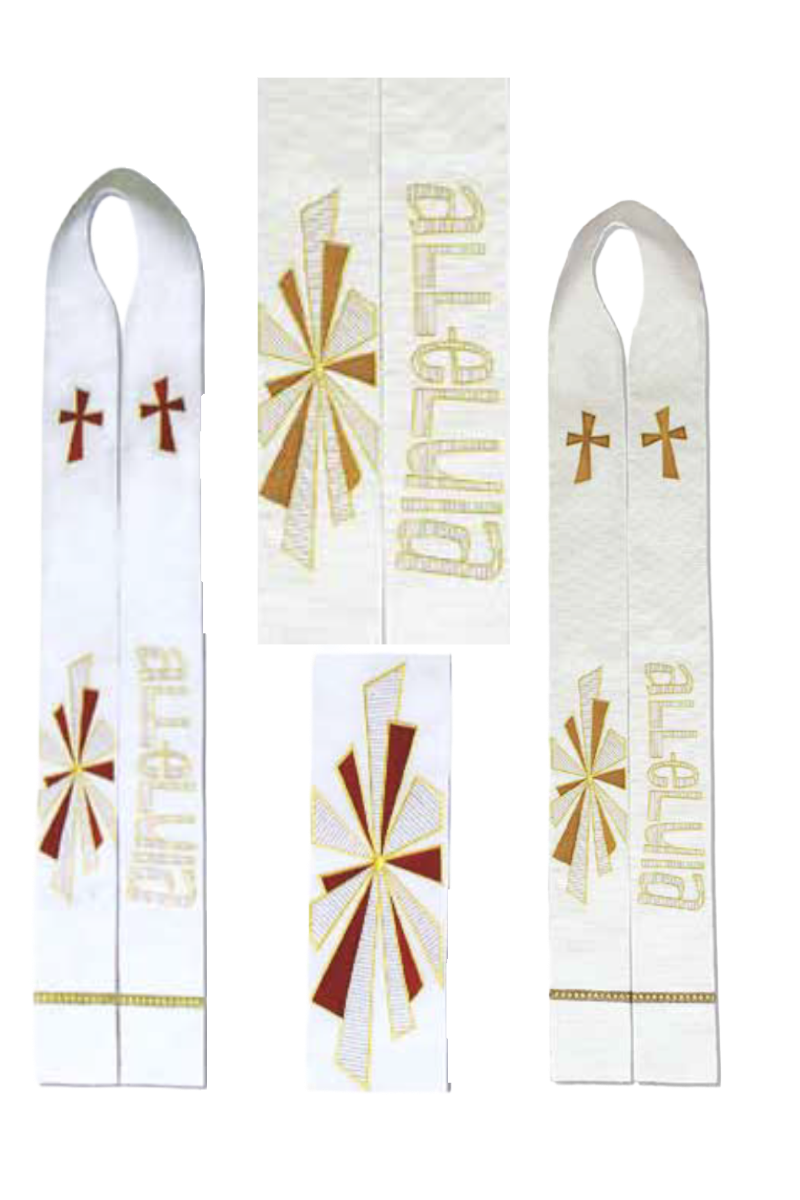 N2394 Alleluia Stole – White Cathedral & Ivory/Gold Lurex